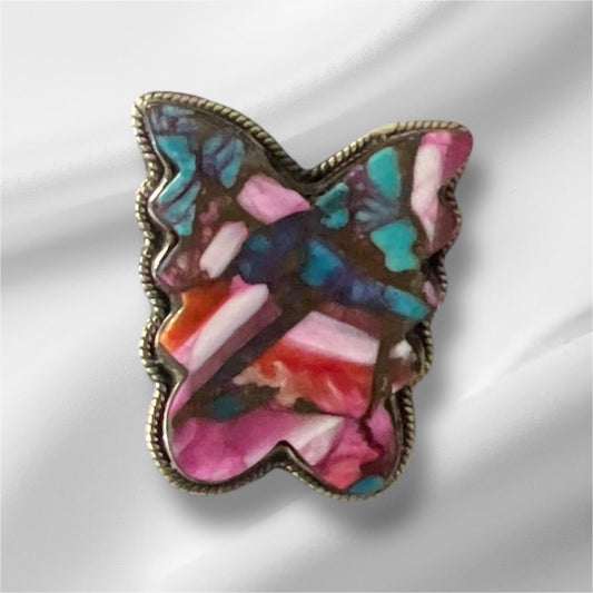 Genuine Pink Dalia Butterfly Sterling Silver Ring Size 7.5 No. 124 Cedar Hill Country Market