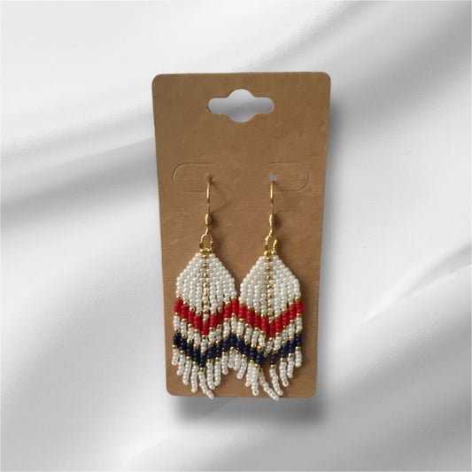 Red White and Blue Seed Bead Earrings Cedar Hill Country Market