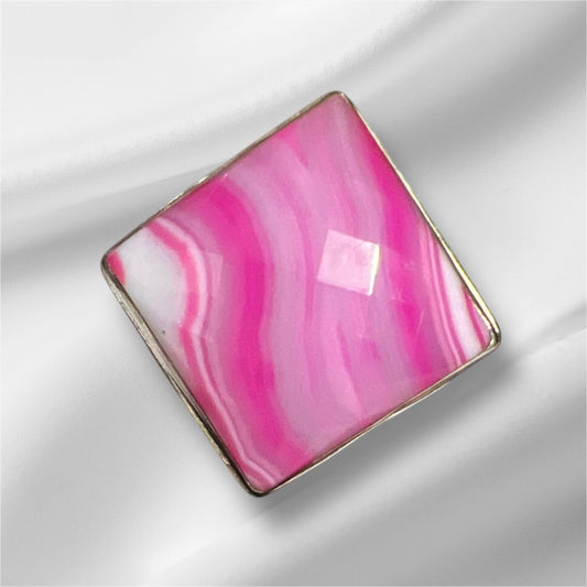 Genuine Pink Agate Box Sterling Silver Ring - Size 7.5 No. 132 Cedar Hill Country Market
