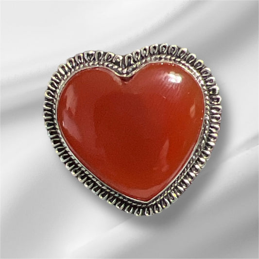 Red Carnelian Heart Sterling Silver Ring - Size 7.5 No. 133 Cedar Hill Country Market