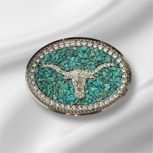 Fashion Crushed Turquoise Stone and Bling Rodeo Belt Buckles No. 2201 Cedar Hill Country Market