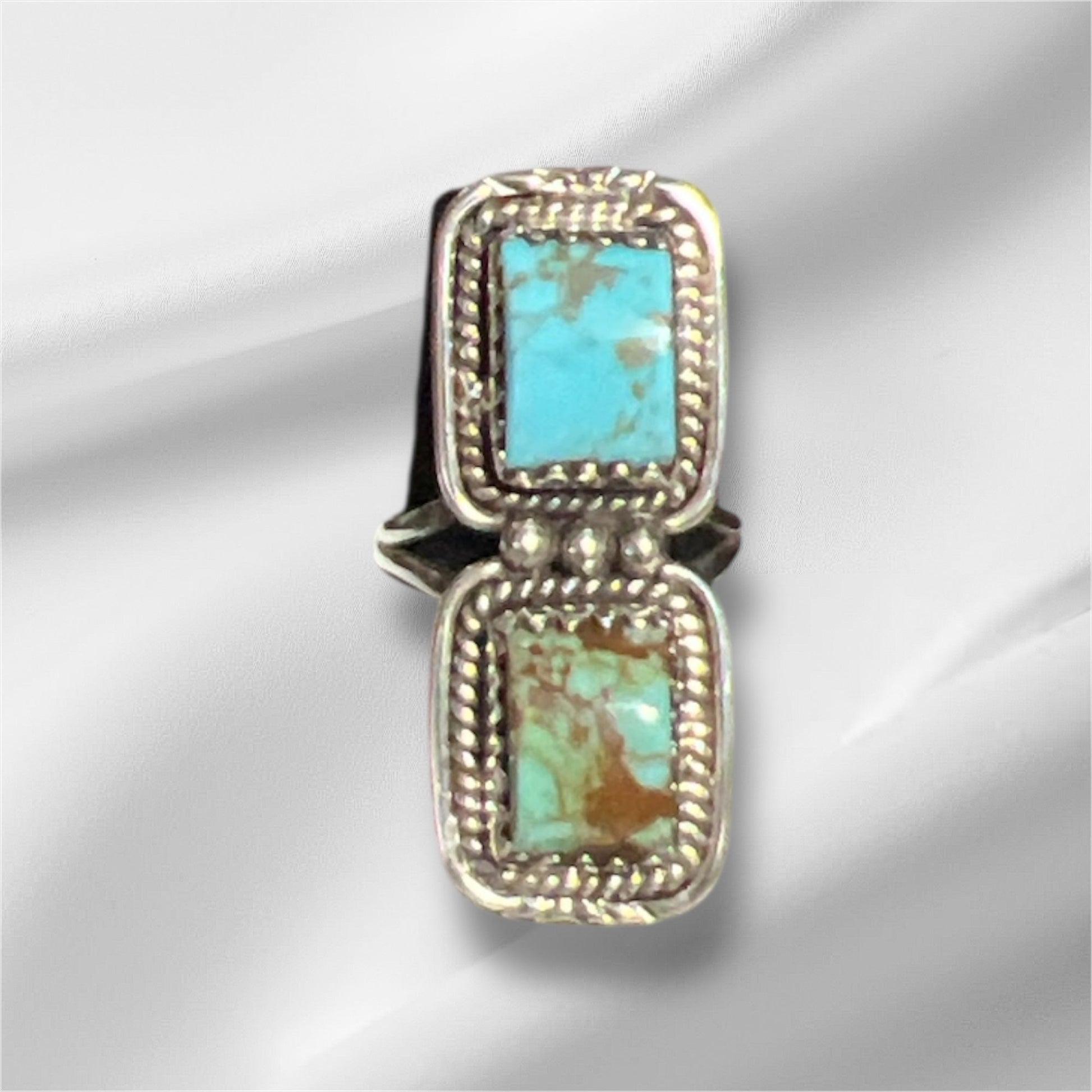 2 Stone Royston Turquoise Sterling Silver Ring Size 6.5 No 147 Cedar Hill Country Market