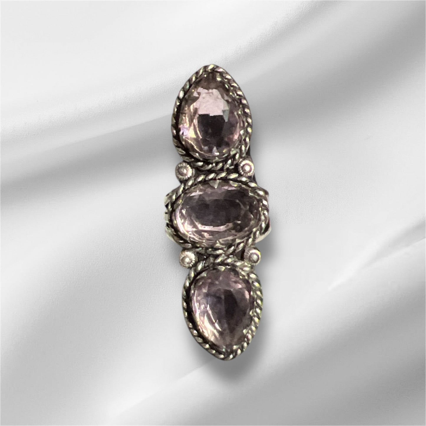 3 Stone Kunzite Sterling Silver Ring No. 423 Size 6 Cedar Hill Country Market