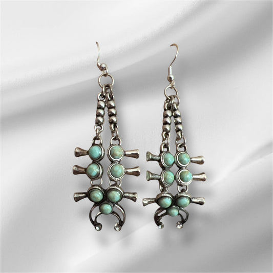 Native Inspired Squash Turquoise Earrings No. 432 Cedar Hill Country Market