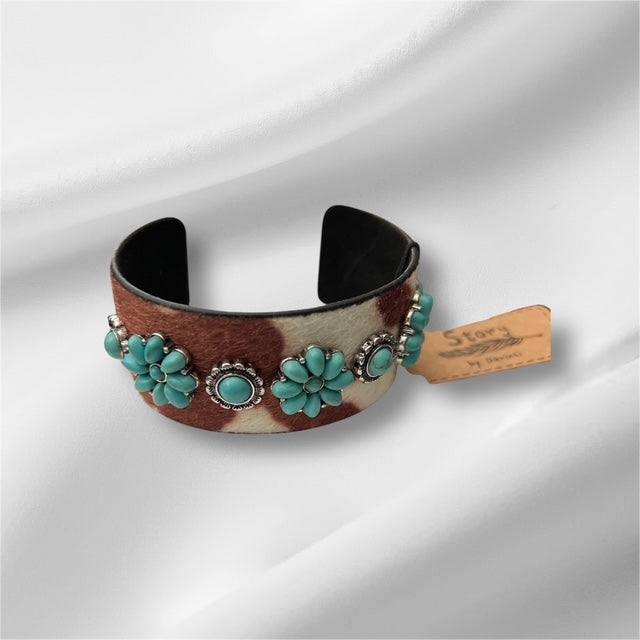 Western Fashion Turquoise Cowhide Cuff Cedar Hill Country Market
