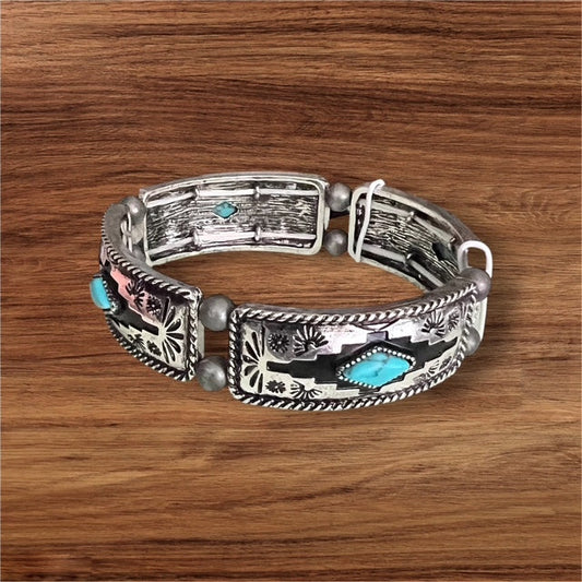 Aztec Silver Stretch Fashion Bracelet Cedar Hill Country Market