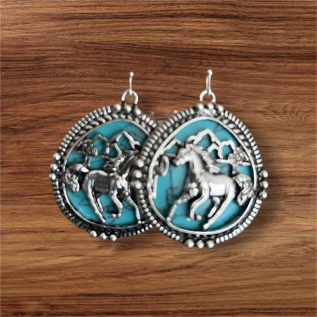 Fashion Turquoise Horse Pendant Necklace Set 0335 Cedar Hill Country Market