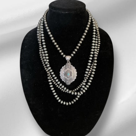 Four Strand Navajo Inspired Pendant Necklace 0696 CedarHill Country Market