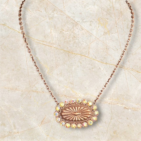 Concho Oval Multi Stone Necklace (Multi) 0690 CedarHill Country Market