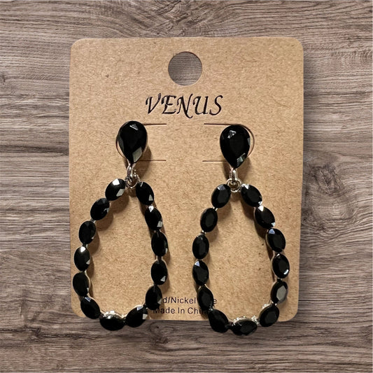 Black Faucette Sparkle Hoop Earrings 0984 CedarHill Country Market