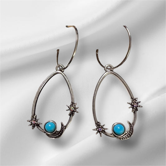 Turquoise Moon and Stars Fashion Turquoise Earrings 0981 CedarHill Country Market