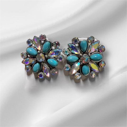 AB Stone Turquoise Flower Earrings 1024 CedarHill Country Market