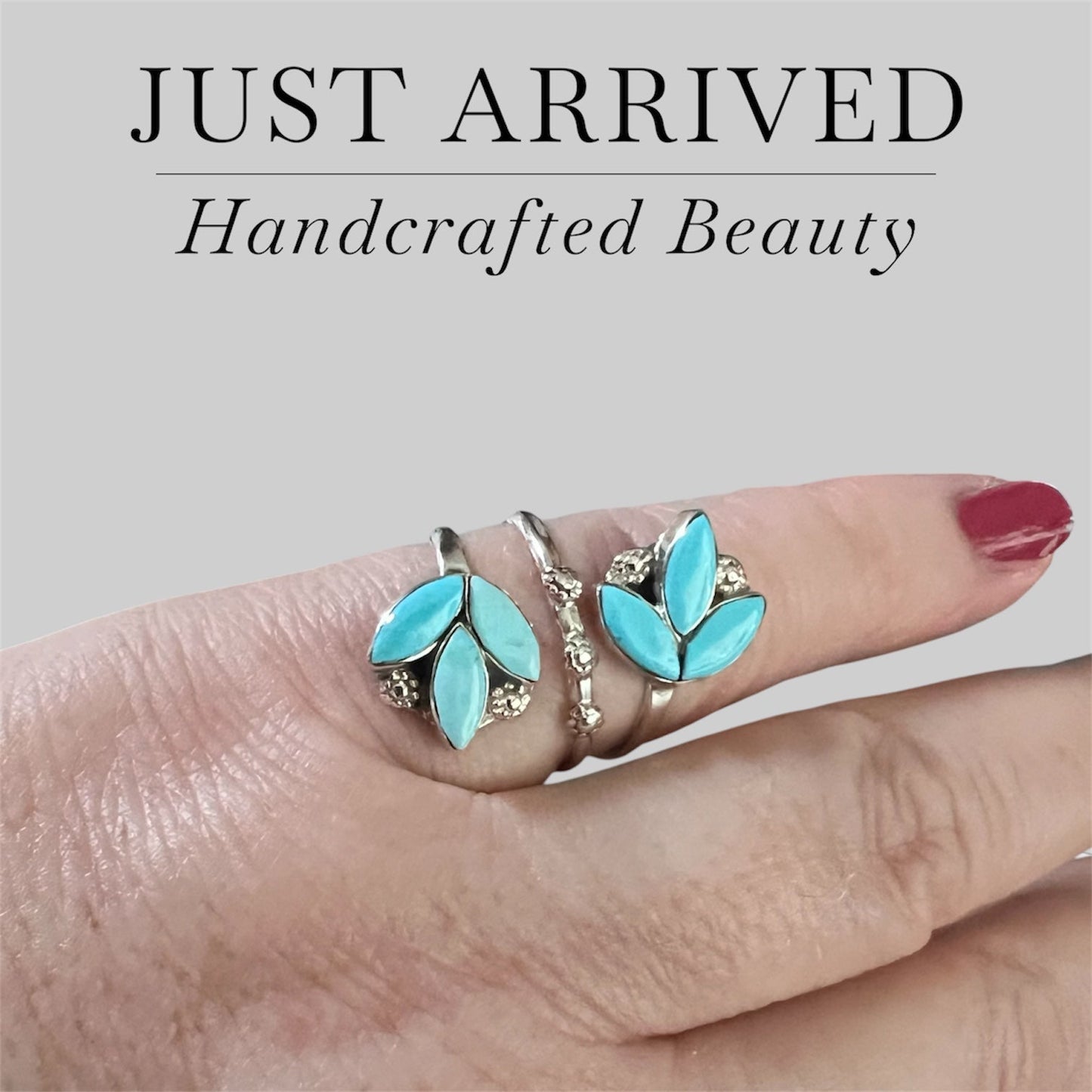 Genuine Turquoise and Sterling Silver Adjustable Zuni Floral Ring Cedar Hill Country Market