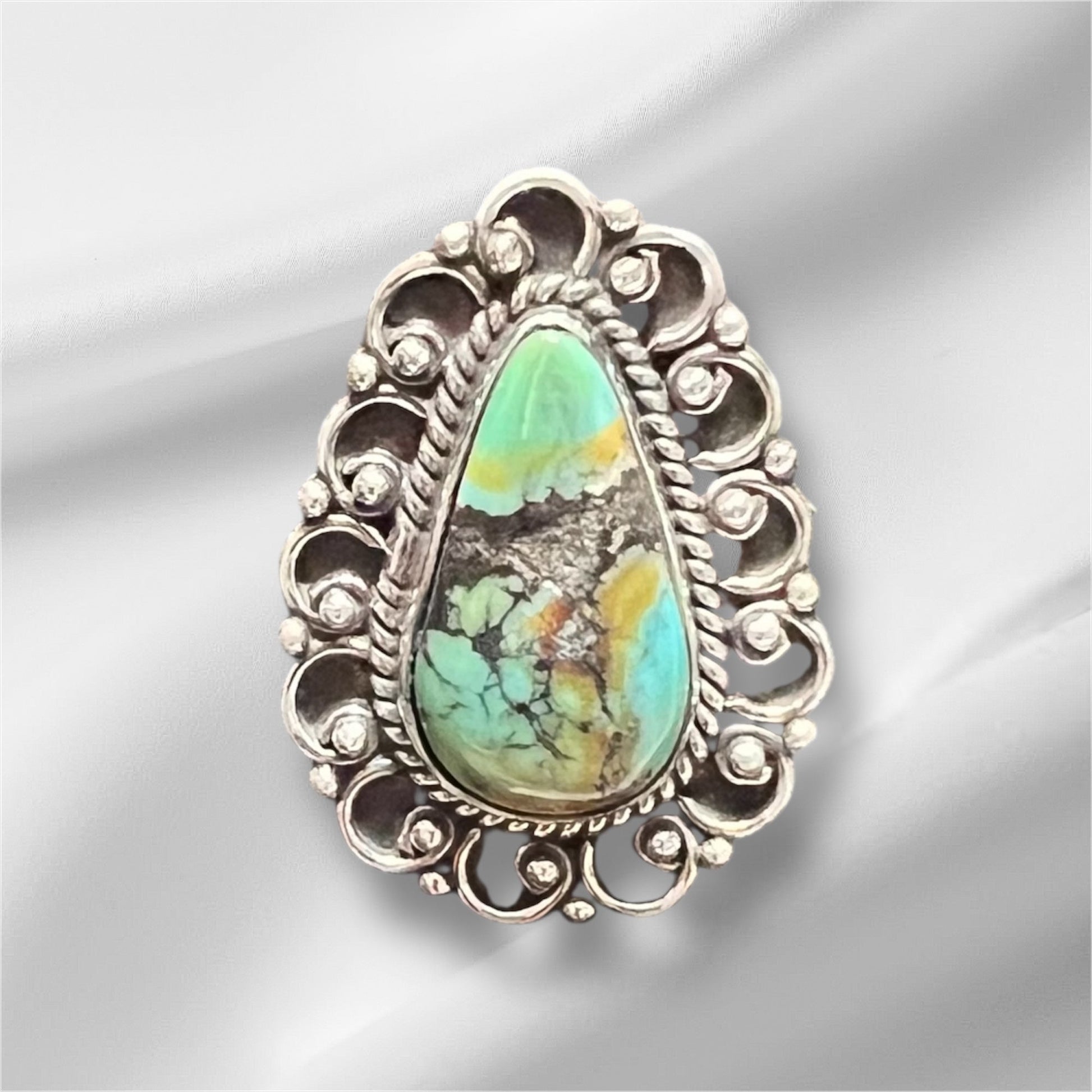 Genuine Open Source Turquoise Teardrop Ring Size 10 Cedar Hill Country Market