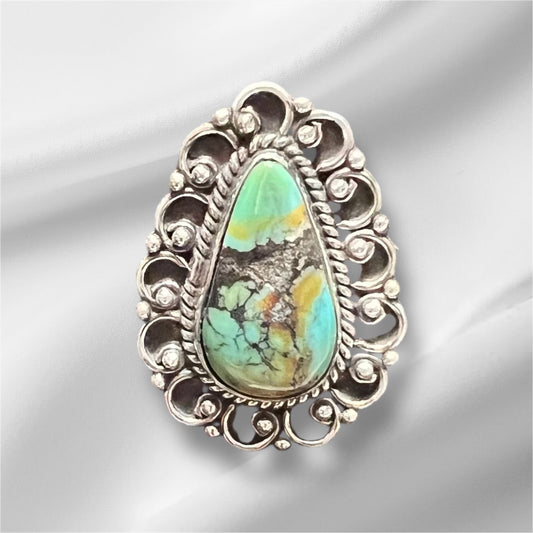 Genuine Open Source Turquoise Teardrop Ring Size 10 Cedar Hill Country Market