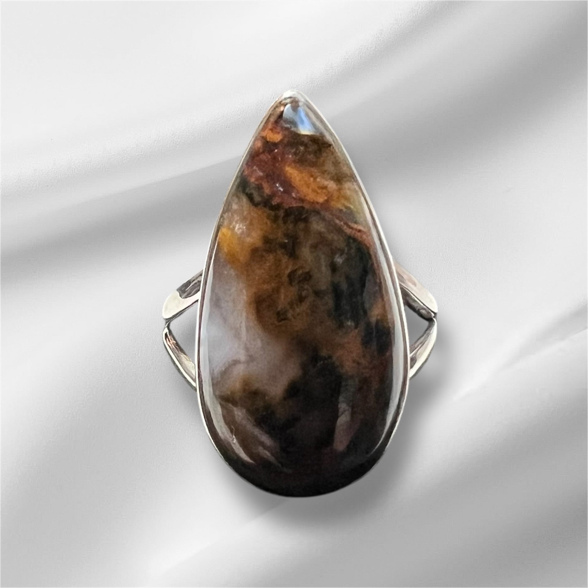Genuine Cloud Agate Teardrop Ring Size 10 Cedar Hill Country Market