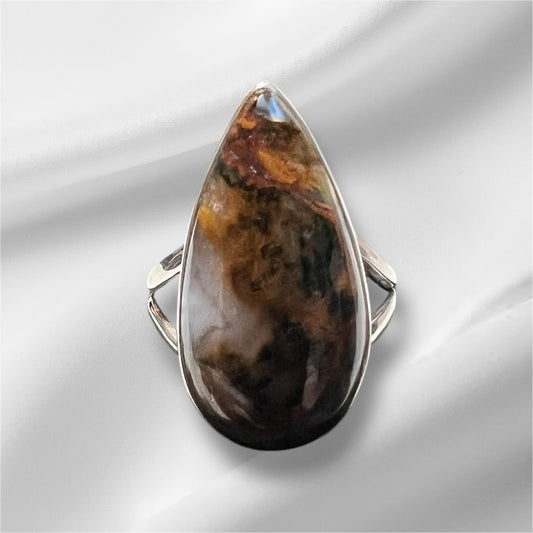 Genuine Cloud Agate Teardrop Ring Size 10 Cedar Hill Country Market