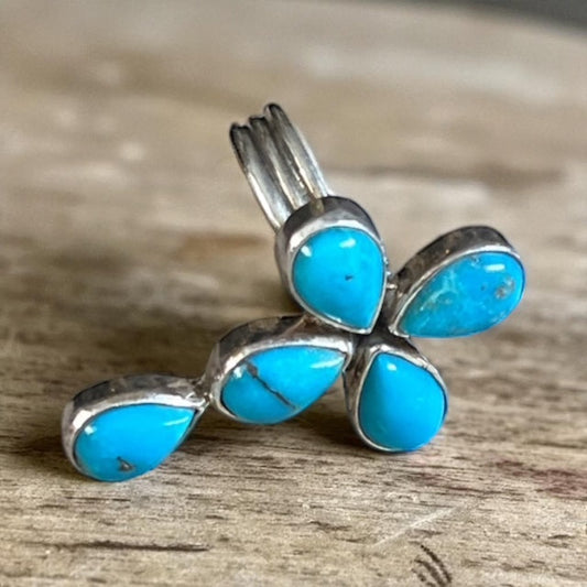 Genuine Five Stone Turquoise Cross Ring - Size 7 Cedar Hill Country Market