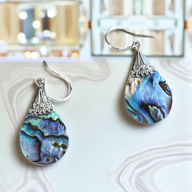 Teardrop Sterling Silver Abalone Earrings Cedar Hill Country Market