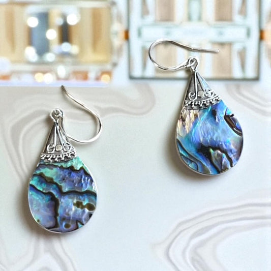 Teardrop Sterling Silver Abalone Earrings Cedar Hill Country Market