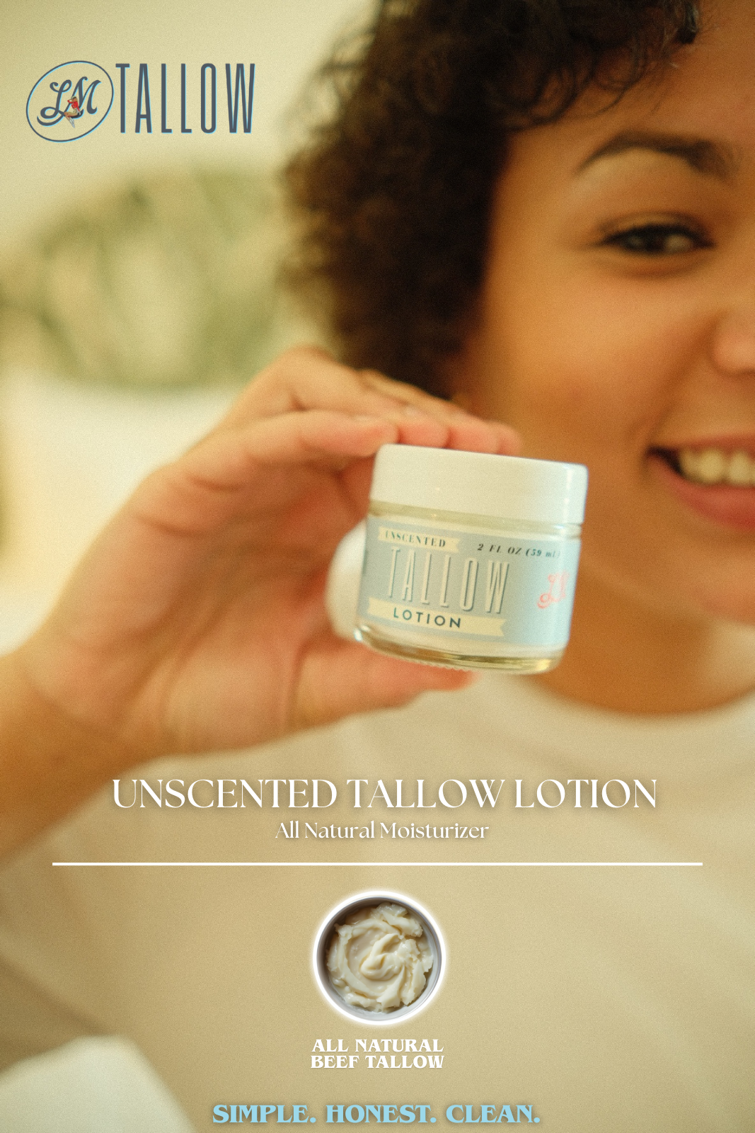 Unscented Tallow Lotion – Pure, Preservative-Free One Ingredient Moisturizer by Lady May Tallow Lady May Tallow