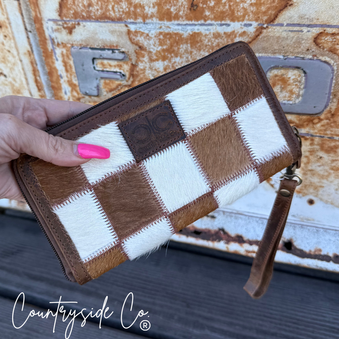 Stockdale Checkered Cowhide Wallet Countryside Co.