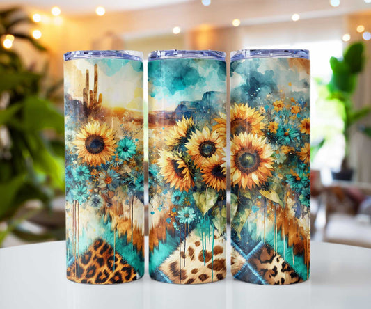 Leopard and Sunflower 20oz Tumbler Cedar Hill Country Market