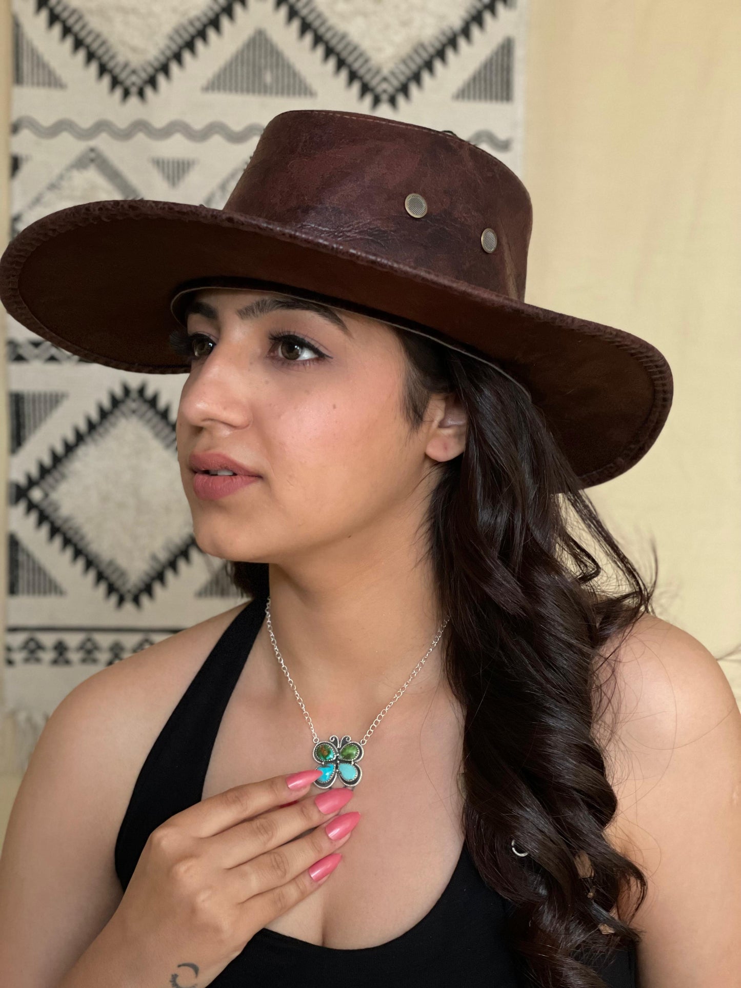 Handmade Sterling Silver Sonoran with White Water Turquoise Necklace "Signed Nizhoni" Nizhoni Traders LLC