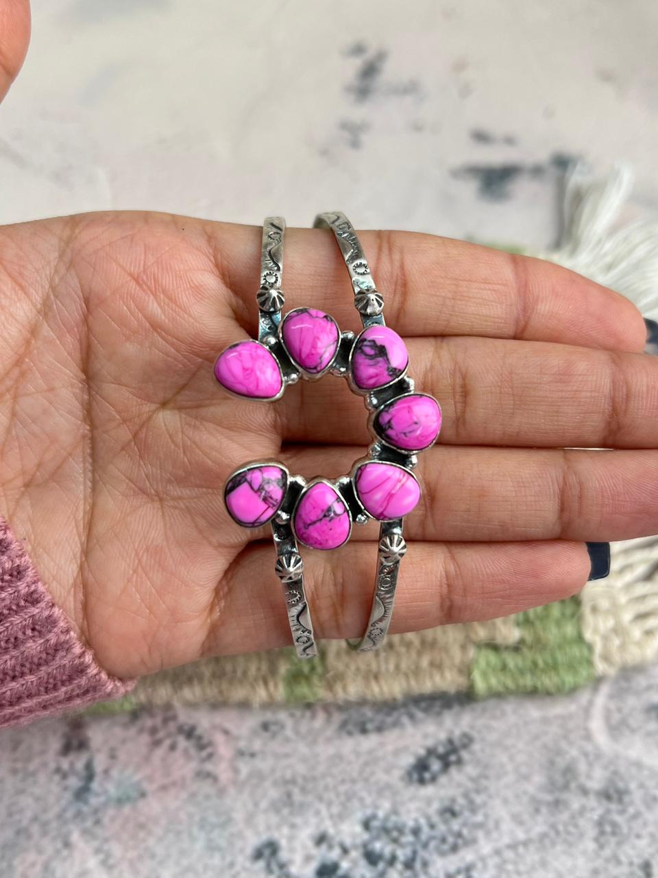 Handmade Sterling Silver Cherry Blossom Naja Cuff Bracelet "Signed Nizhoni" Nizhoni Traders LLC