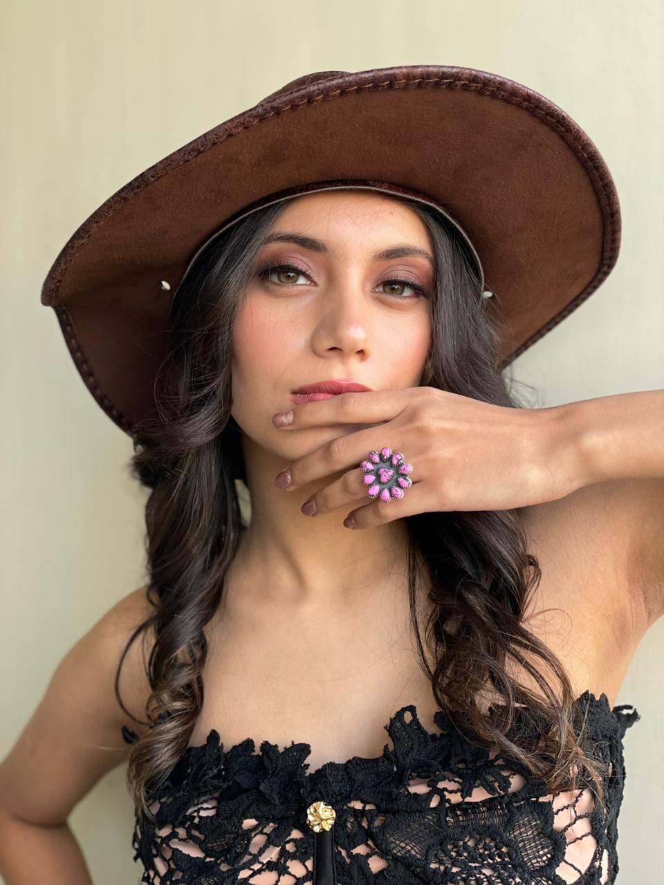 Handmade Sterling Silver Cherry Blossom Adjustable Ring "Signed Nizhoni" Nizhoni Traders LLC