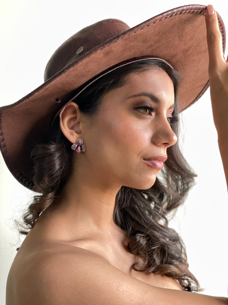 Handmade Sterling Silver Cherry Blossom Post Studs Earrings "Signed Nizhoni" Nizhoni Traders LLC