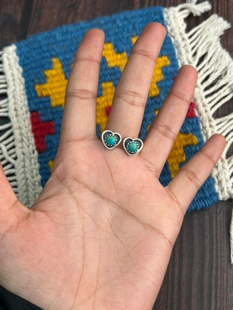 "Heart Collection" Handmade Sterling Silver Kingman Turquoise Adjustable Ring "Signed Nizhoni" Nizhoni Traders LLC