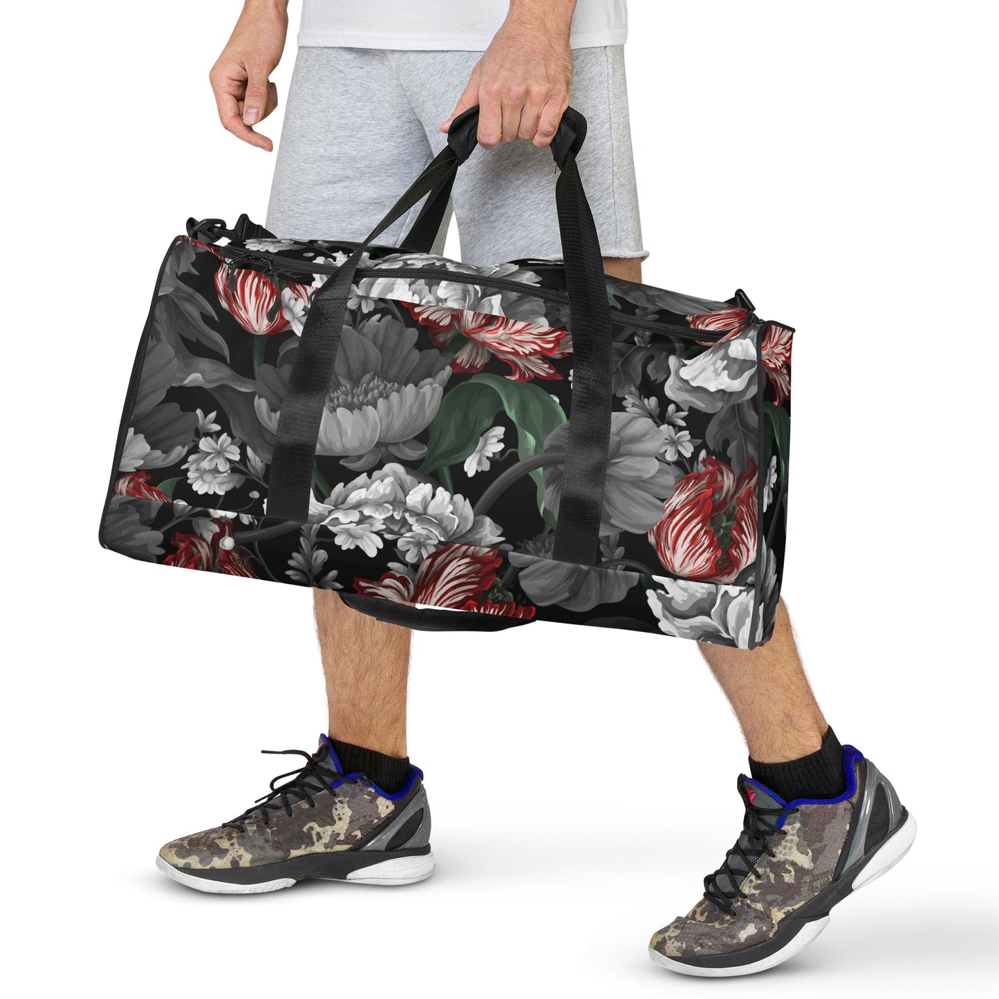 Gothic Black and Red Peony Duffle bag CedarHill Country Market