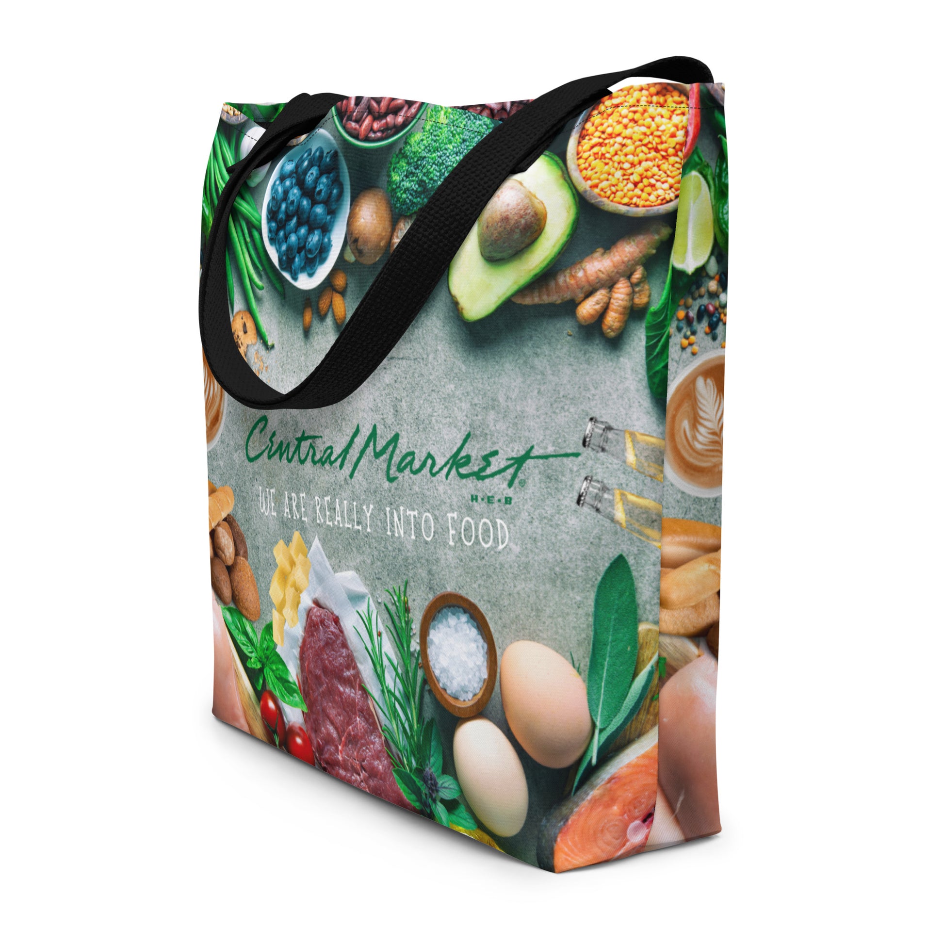 Central Market Food Market All-Over Print Large Tote Bag CedarHill Country Market