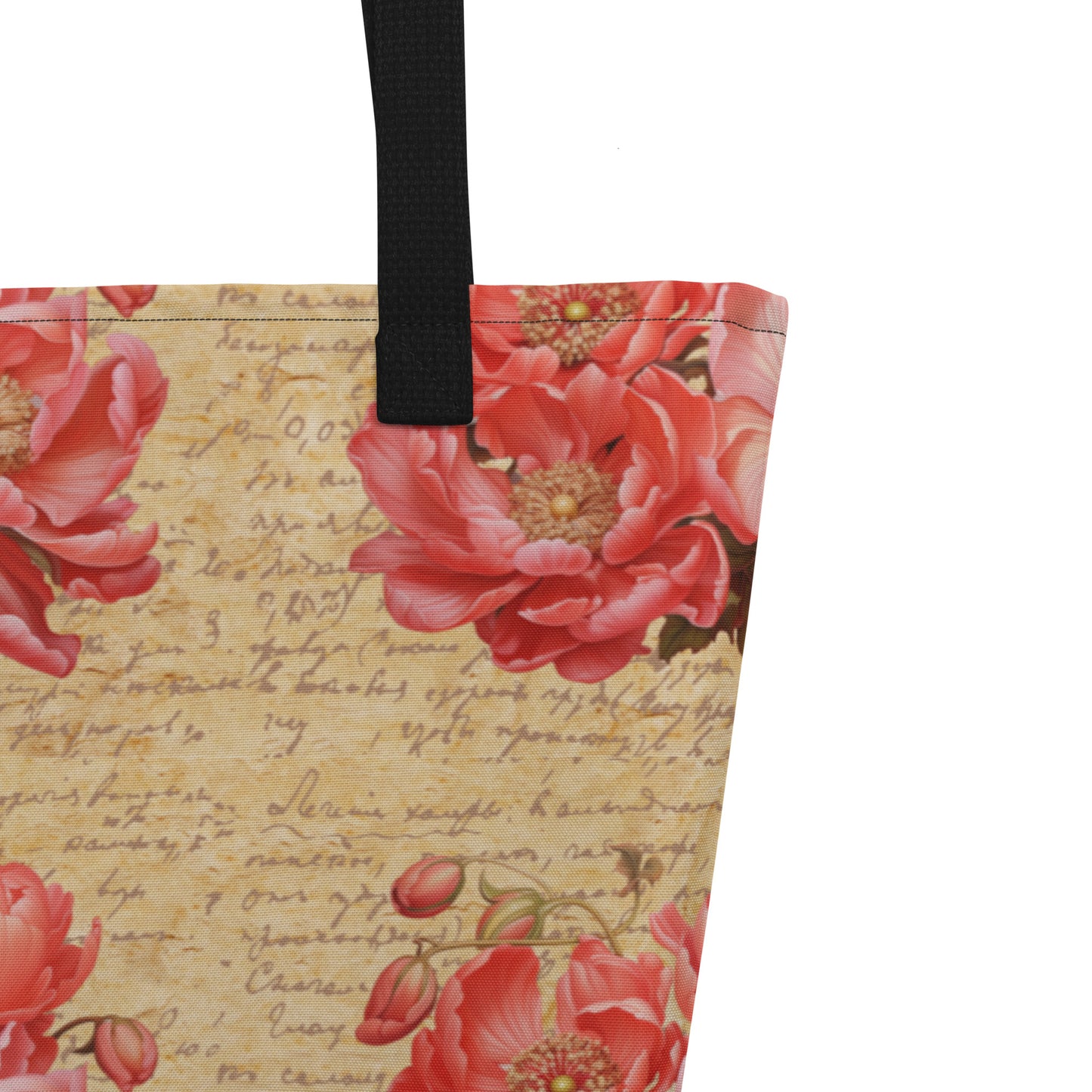 Pink Peony All-Over Print Large Tote Bag CedarHill Country Market