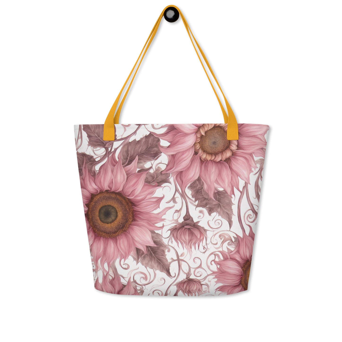 Pink Sunflower Blast All-Over Print Large Tote Bag CedarHill Country Market