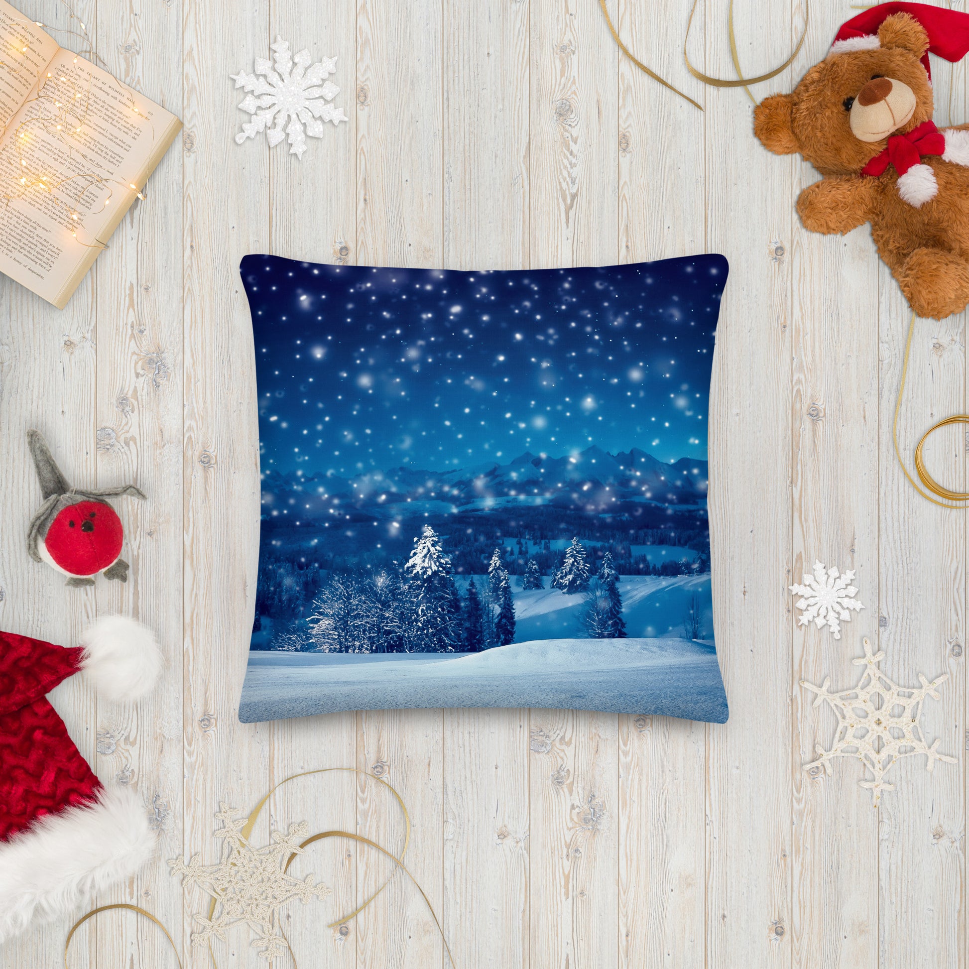 Santa's Christmas Night Premium Throw Pillow CedarHill Country Market