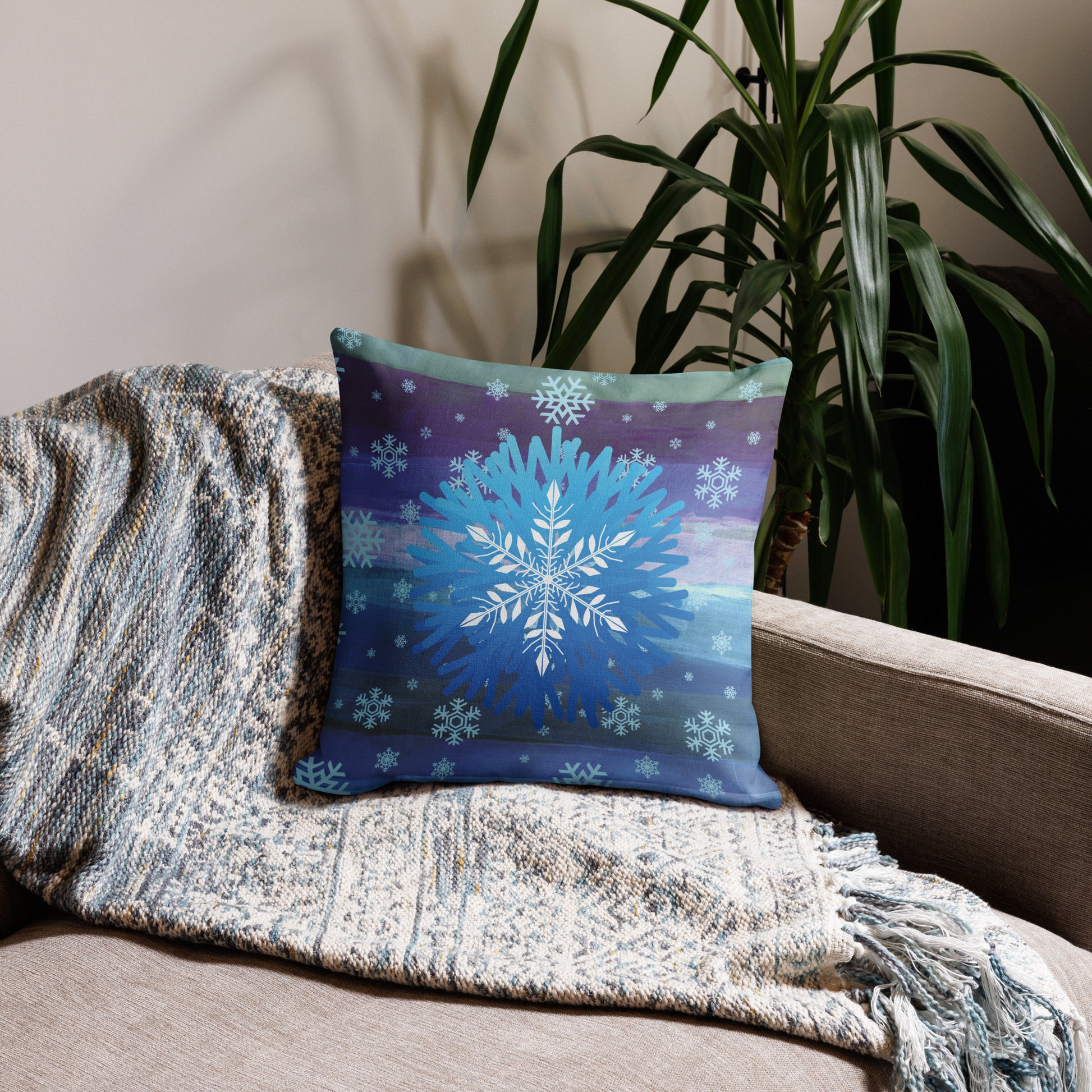 Ice Cold Snowflake Themed Premium Throw Pillow CedarHill Country Market