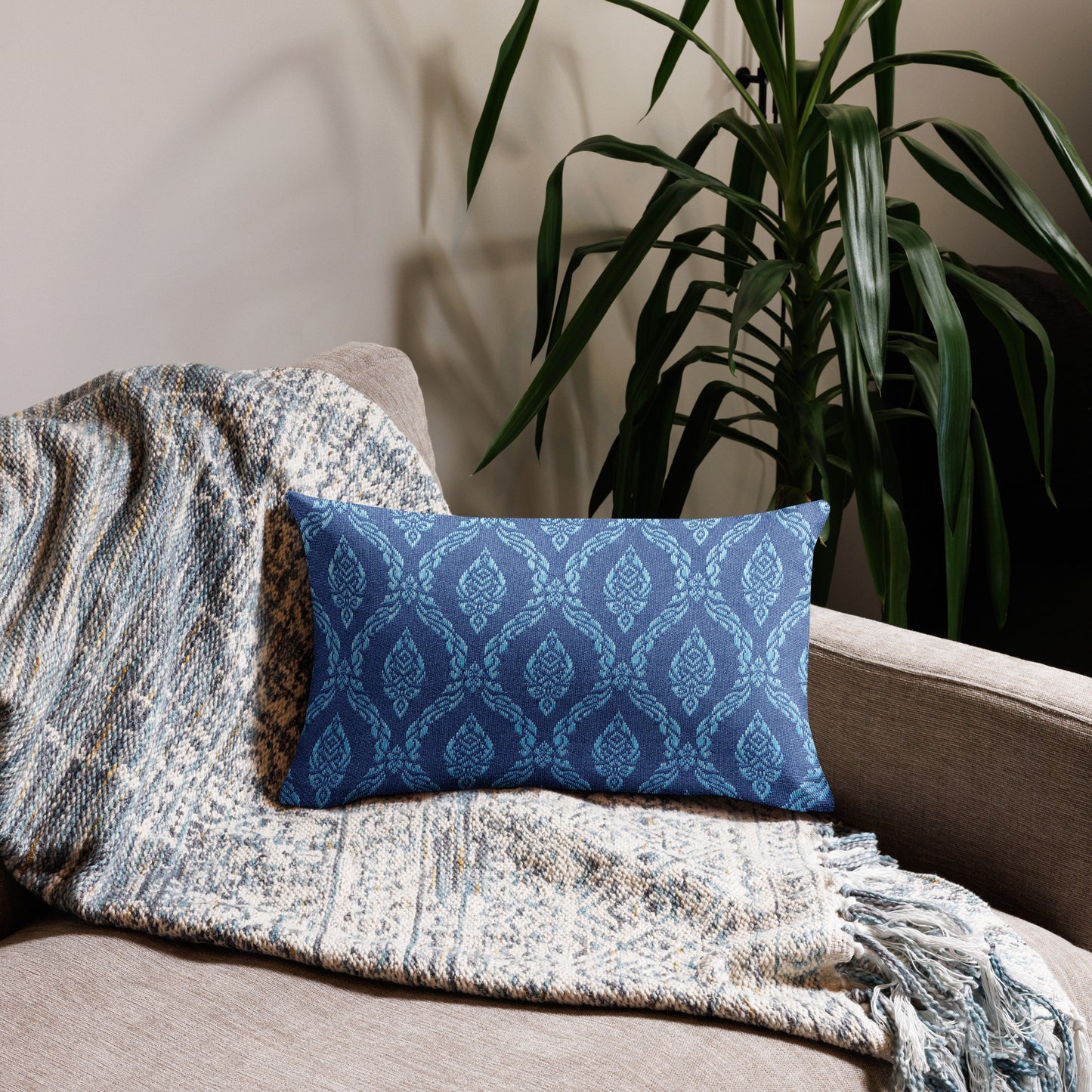 Blue Damisk Texture Premium Pillow CedarHill Country Market