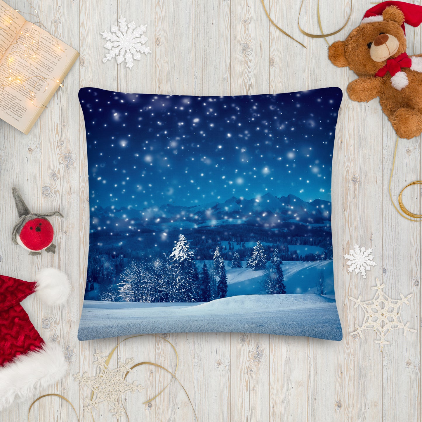 Santa's Christmas Night Premium Throw Pillow CedarHill Country Market