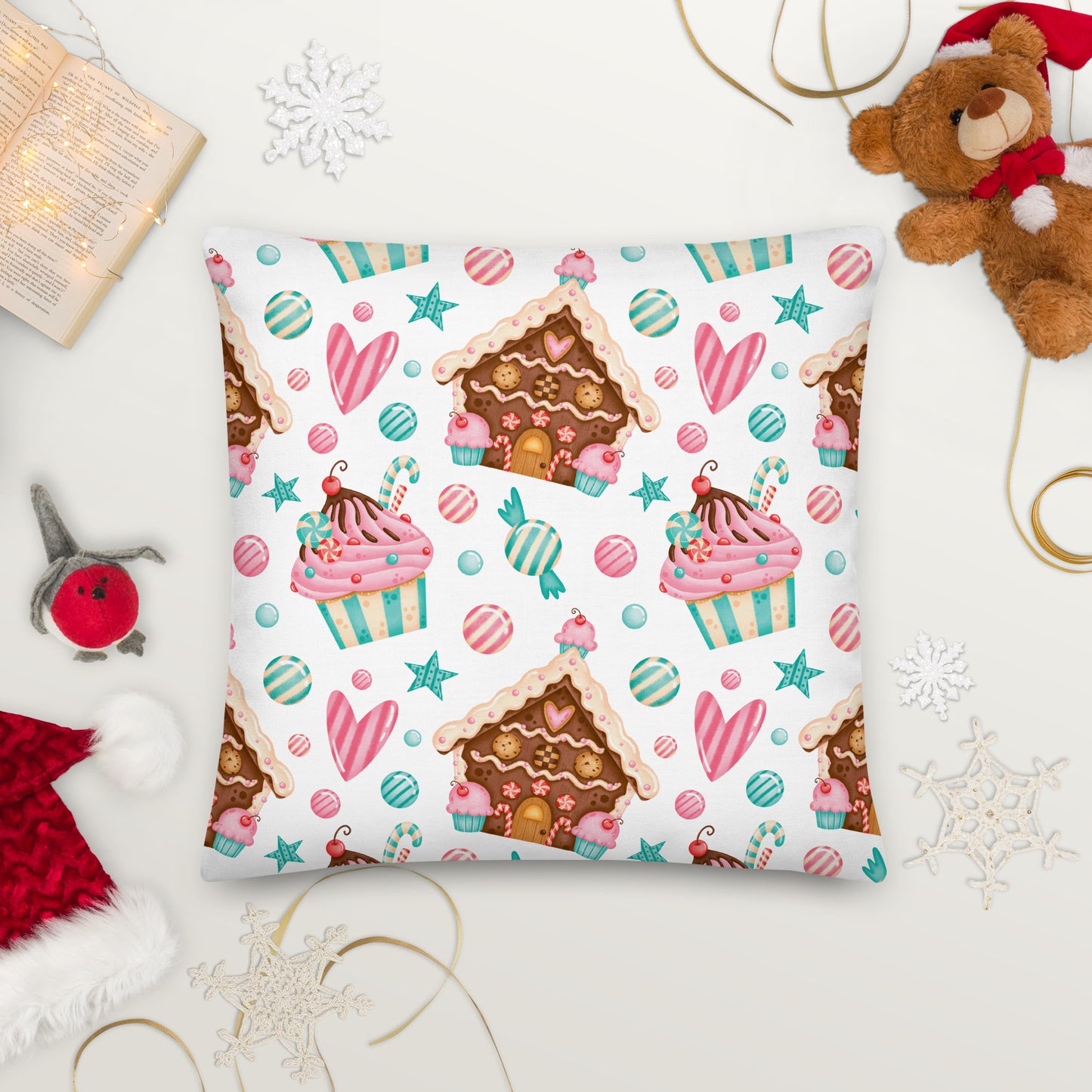 Gingerbread Christmas Premium Throw Pillow CedarHill Country Market