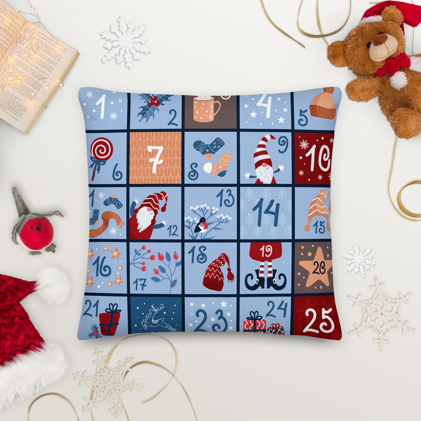 Christmas Advent Calendar Themed Premium Throw Pillow CedarHill Country Market