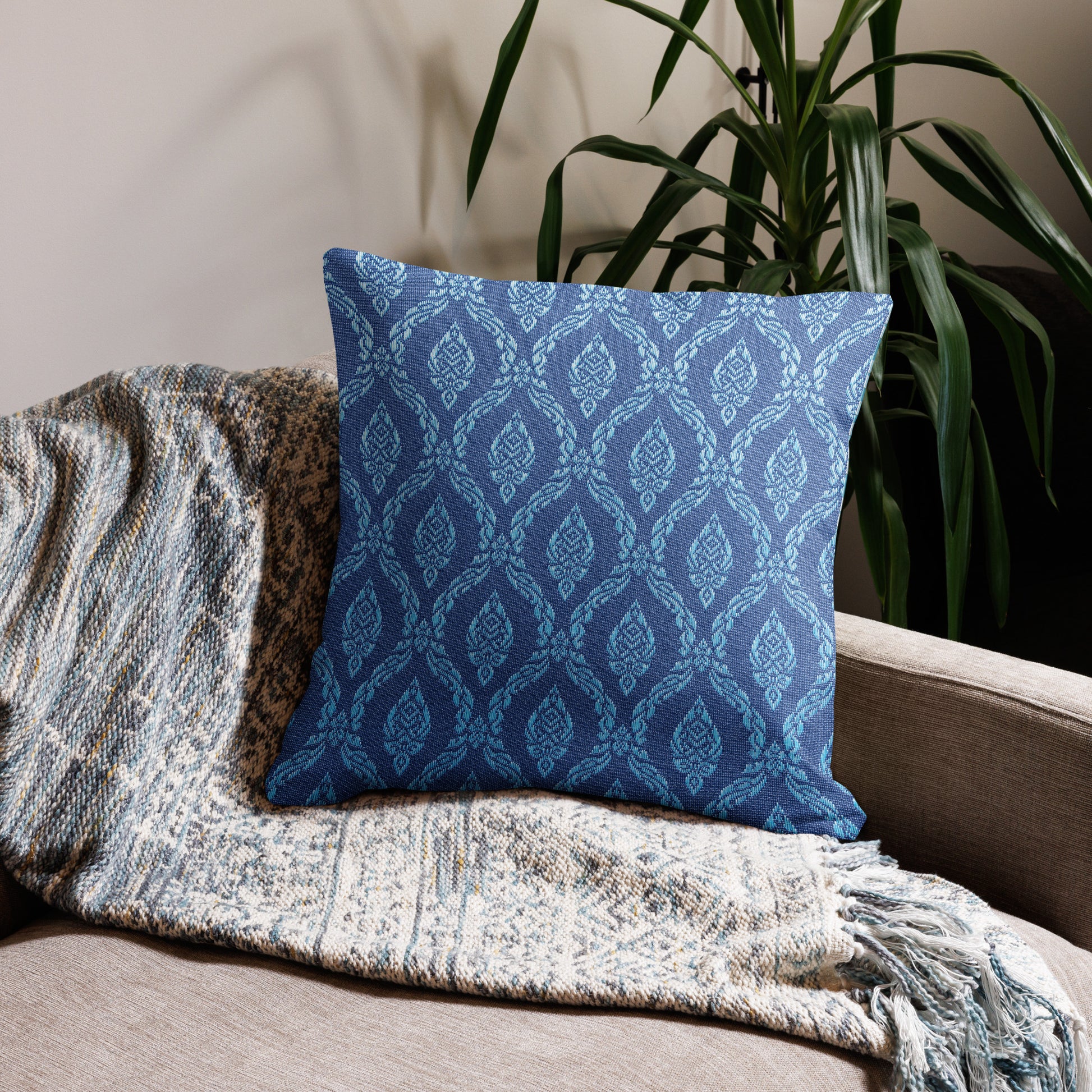 Blue Damisk Texture Premium Pillow CedarHill Country Market