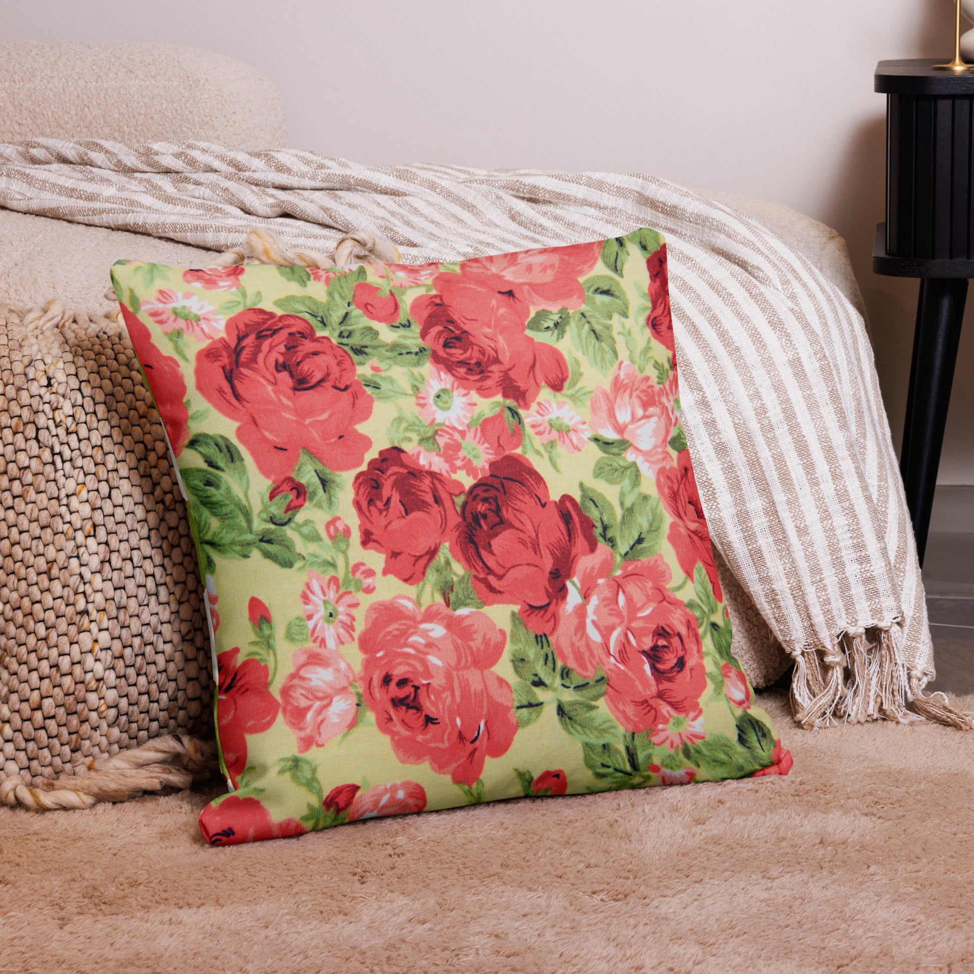 Farmhouse Roses in Spring Premium Throw Pillow CedarHill Country Market