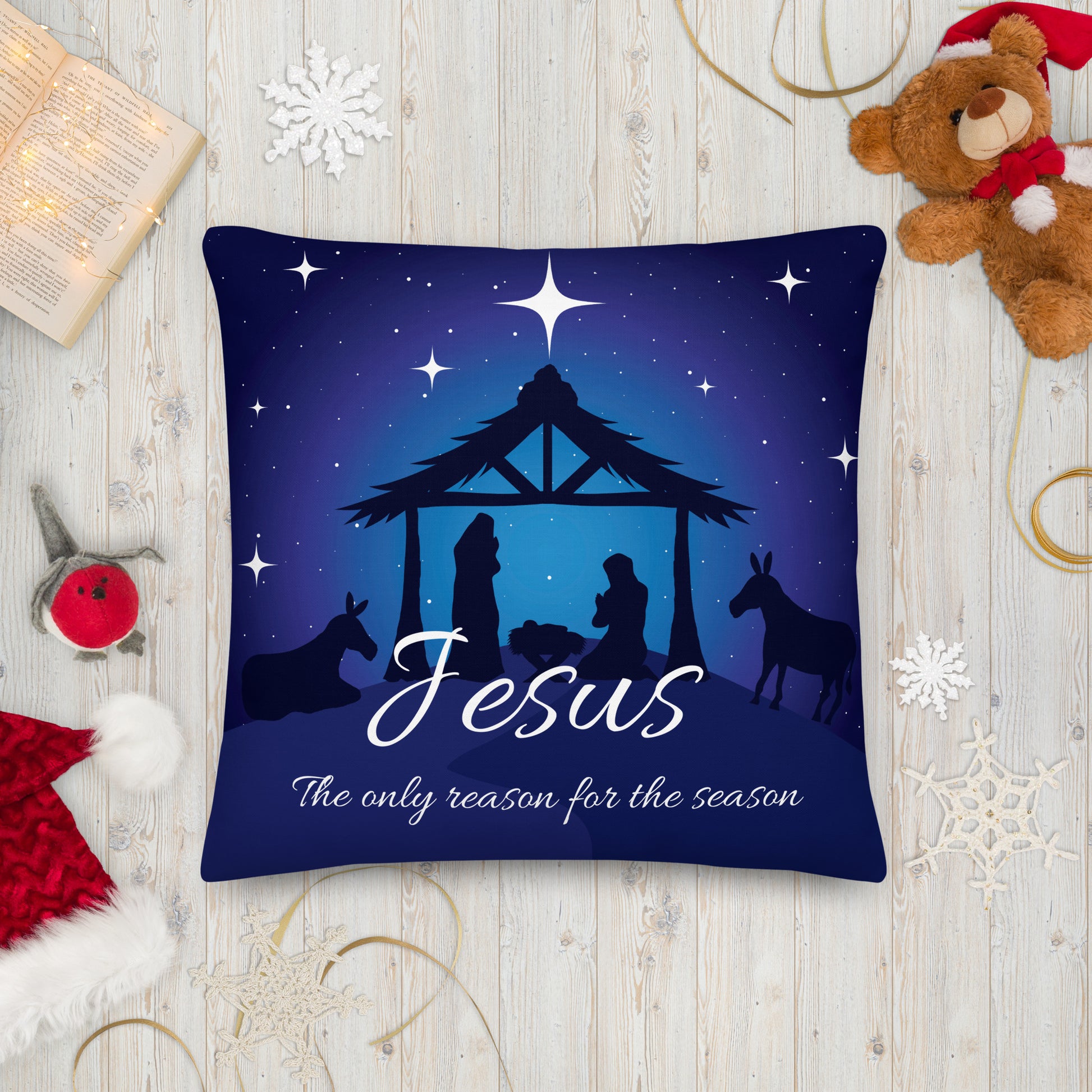 Jesus is the Reason for the Season Nativity Premium Throw Pillow CedarHill Country Market