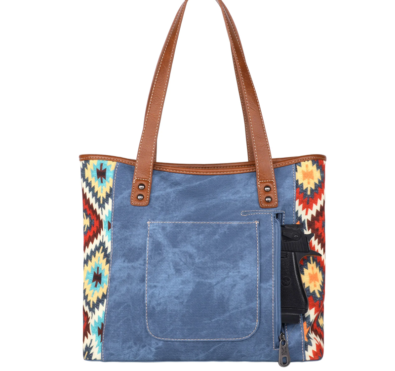 Montana West Aztec Jean Denim Collection Concealed Carry Handbag with Wallet Cedar Hill Country Market