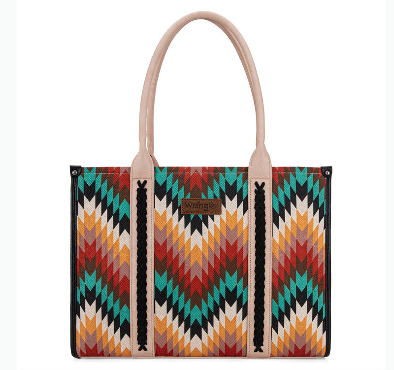 Wrangler Southwestern Pattern Dual Sided Print Concealed Carry Wide Tote - Black Cedar Hill Country Market