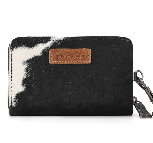 Trinity Ranch Genuine Cowhide Hair-On Floral Tooled Collection Mini Wallet CedarHill Country Market