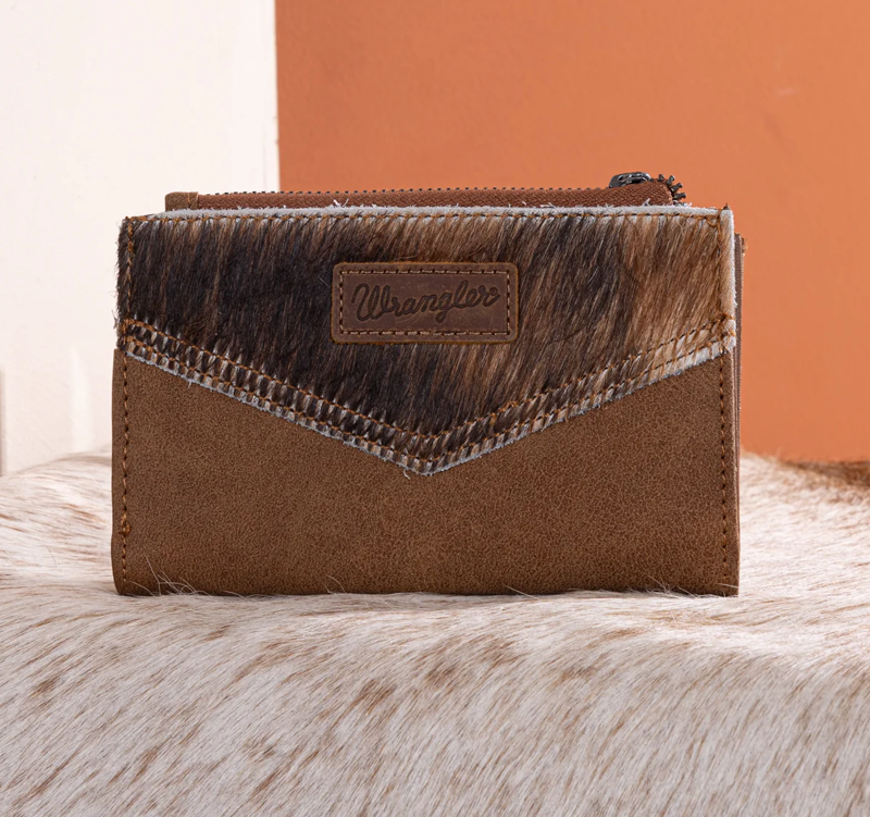 Wrangler Genuine Hair-On Cowhide Card Holder Bi-Fold Wallet No 708 Cedar Hill Country Market