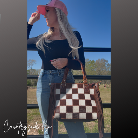 Canyon Check Cowhide Concealed Carry Purse Countryside Co.